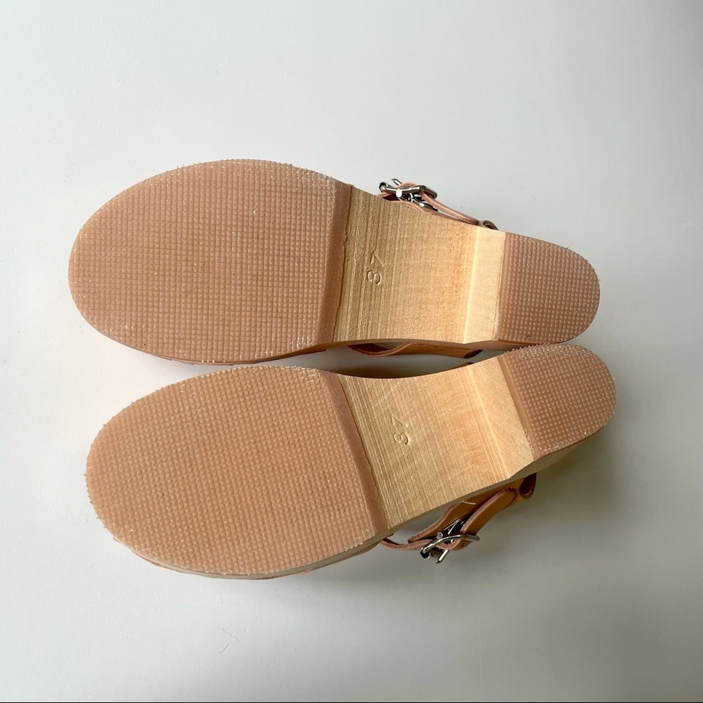 Swedish Hasbeens Peep Toe High Clog Nature Sandals 37 (new) - Picture 7 of 8